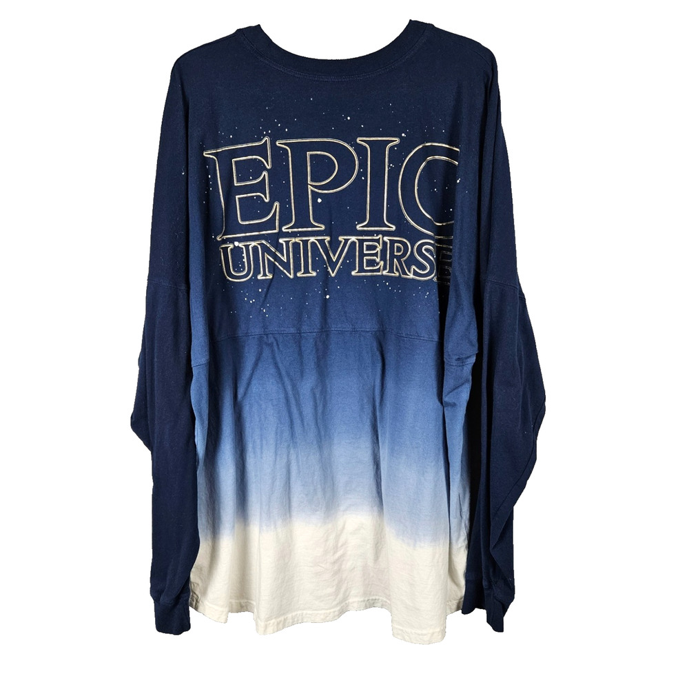Universal Studios Epic Universe Size 3XL Ombre Jersey-Style Shirt Stars Blue